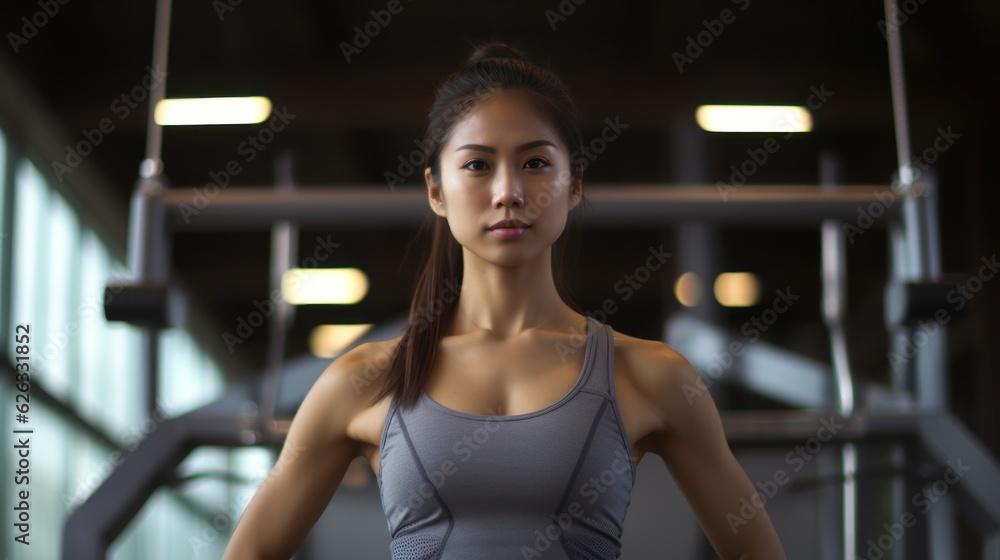 Obraz premium Beautiful young fitness girl in gym. Female fitness. Generative AI