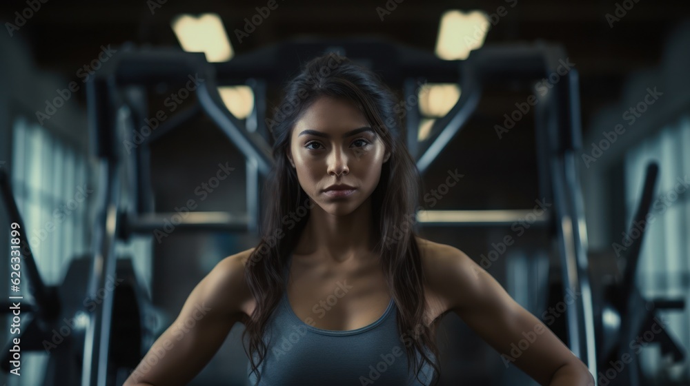 Obraz premium Beautiful young fitness girl in gym. Female fitness. Generative AI