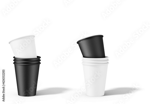 Wallpaper Mural 3D illustraion. Stacked disposable paper cups isolated on white background Torontodigital.ca