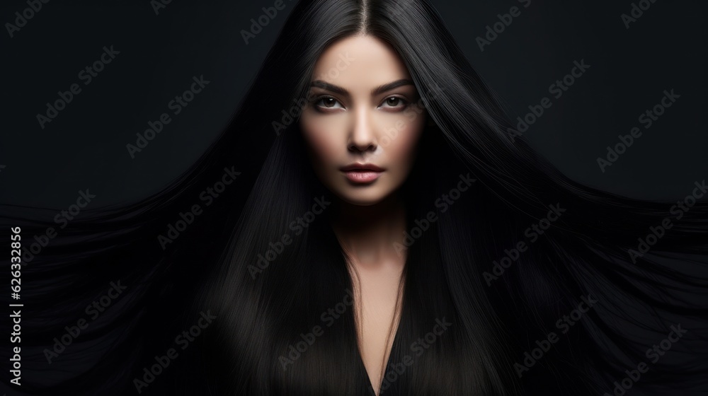 Beautiful model woman with long hairstyle care and beauty hair products Beautiful model woman with long hairstyle care and beauty hair products