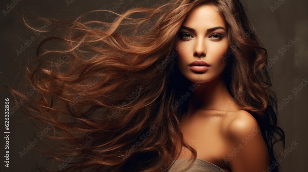 Beautiful model woman with long hairstyle care and beauty hair products Beautiful model woman with long hairstyle care and beauty hair products