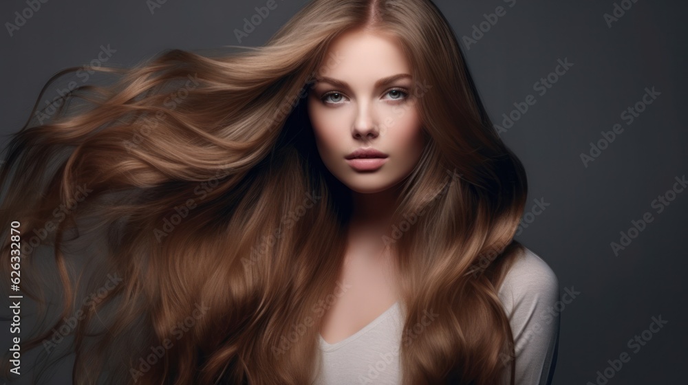 Beautiful model woman with long hairstyle care and beauty hair products Beautiful model woman with long hairstyle care and beauty hair products