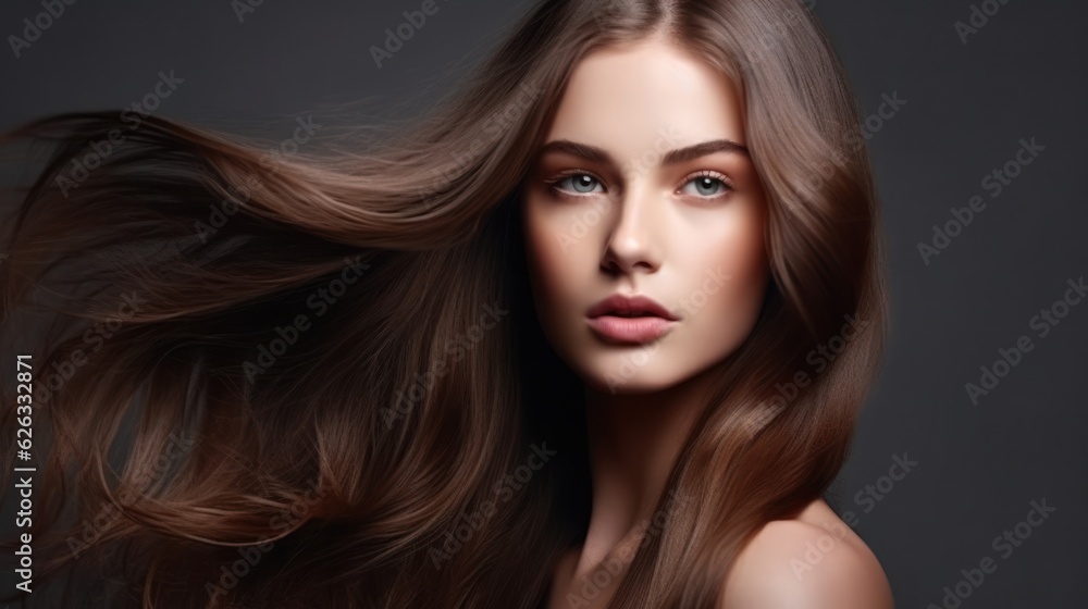 Beautiful model woman with long hairstyle care and beauty hair products Beautiful model woman with long hairstyle care and beauty hair products