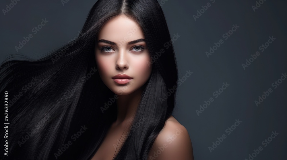 Beautiful model woman with long hairstyle care and beauty hair products Beautiful model woman with long hairstyle care and beauty hair products