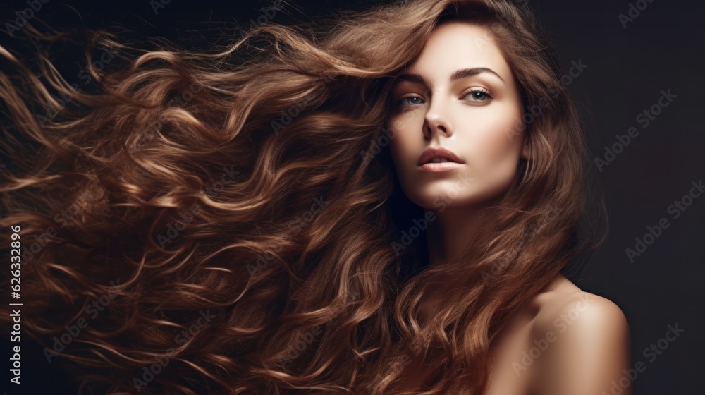 Beautiful model woman with long hairstyle care and beauty hair products Beautiful model woman with long hairstyle care and beauty hair products