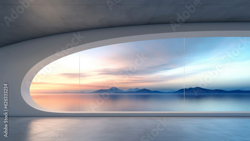 Architecture interior background room with sea view made with generative AI © Annuitti