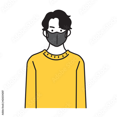 メンズメイクをする男性のシンプルなイラスト
