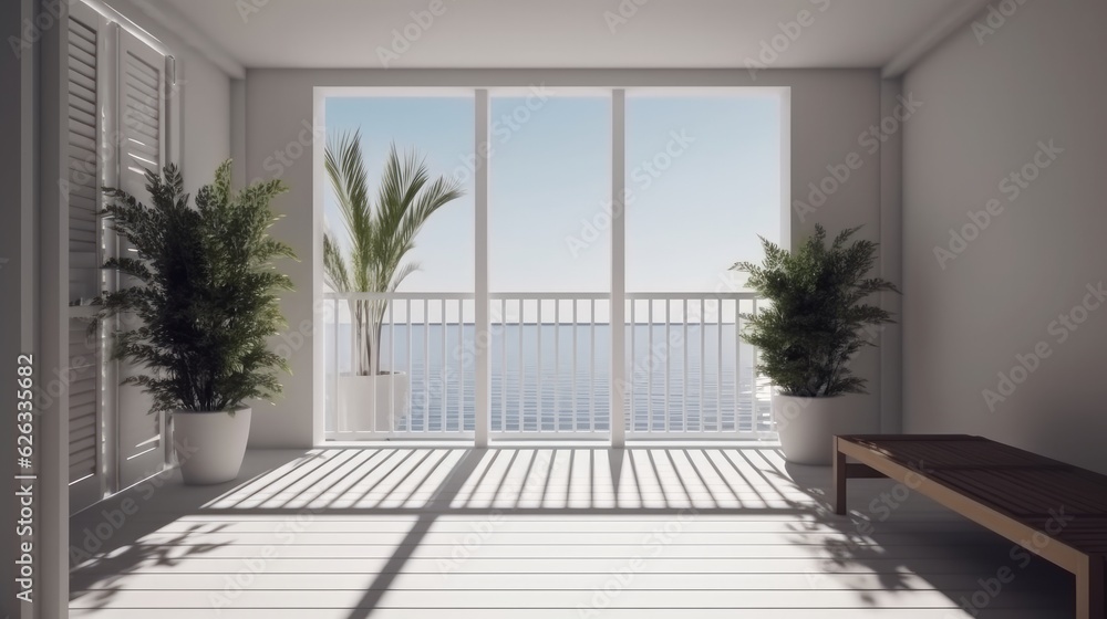 Fototapeta premium patio terrace balcony courtyard home interior design space tamplate background home balcony with skylight modern design home interior concept,ai generate