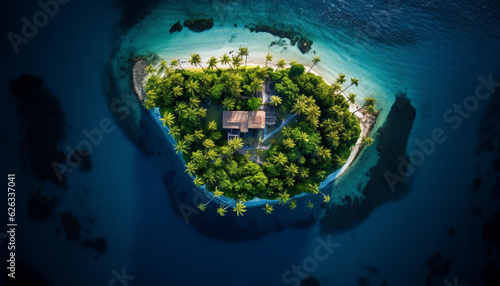 Aerial sea landscape caribbean island made with Generative AI © Annuitti