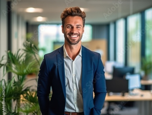 Wallpaper Mural Confident handsome and successful man smiling and looking determined. Generative AI Torontodigital.ca