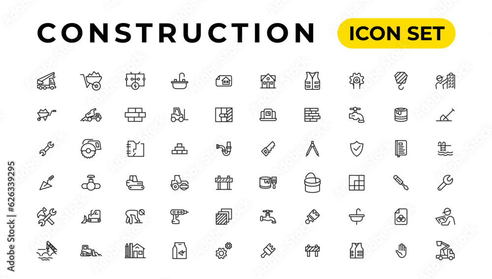 Build and construction thin line icons vector Build and construction thin line icons vector