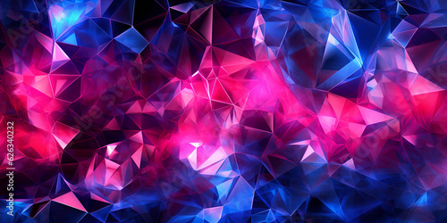 3d rendering, blue pink neon crystallized background, polygonal mesh, ultraviolet light, faceted metallic texture with reflections, crumpled shiny wallpaper stock photo © Aleey