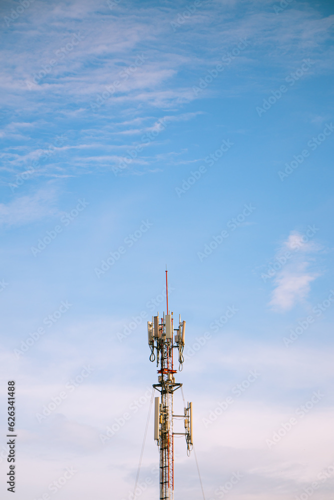 signal tower with blue sky signal tower with blue sky