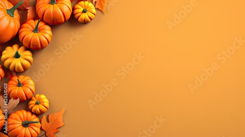 Halloween pumpkin orange black and white copy space with plain color autumn background photo