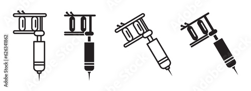 Tattoo machine icon set. tattooist(tattoo artist) gun machine vector symbol in black color