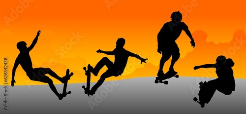 parque skate, sunset, atardecer, monopatin, skate, skateboard, silueta