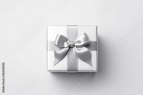 Silver gift box with bow © Natalya