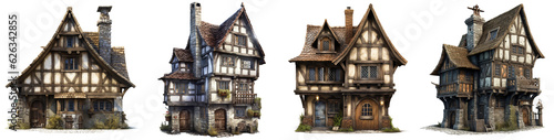  medieval house - European medieval or fantasy architecture isolated on transparent background