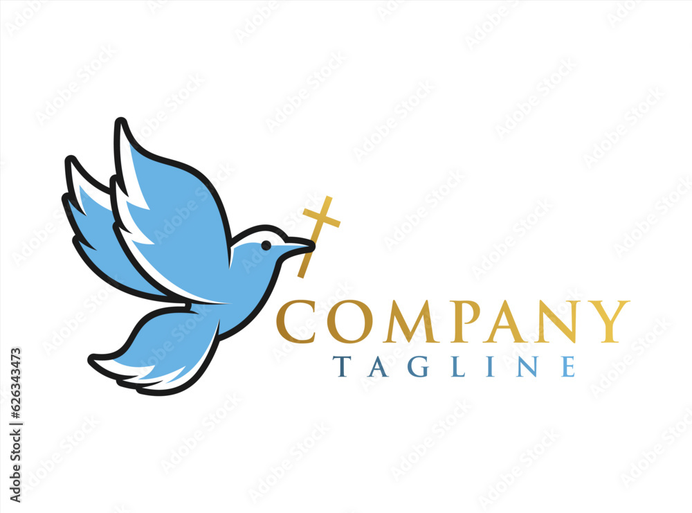 Pigeon and Cross Logo design concept Pigeon and Cross Logo design concept