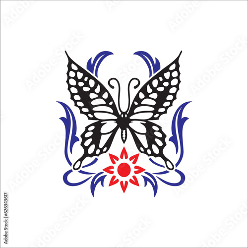 vector illustration of a butterfly decorated with tribal can be used as a graphic design