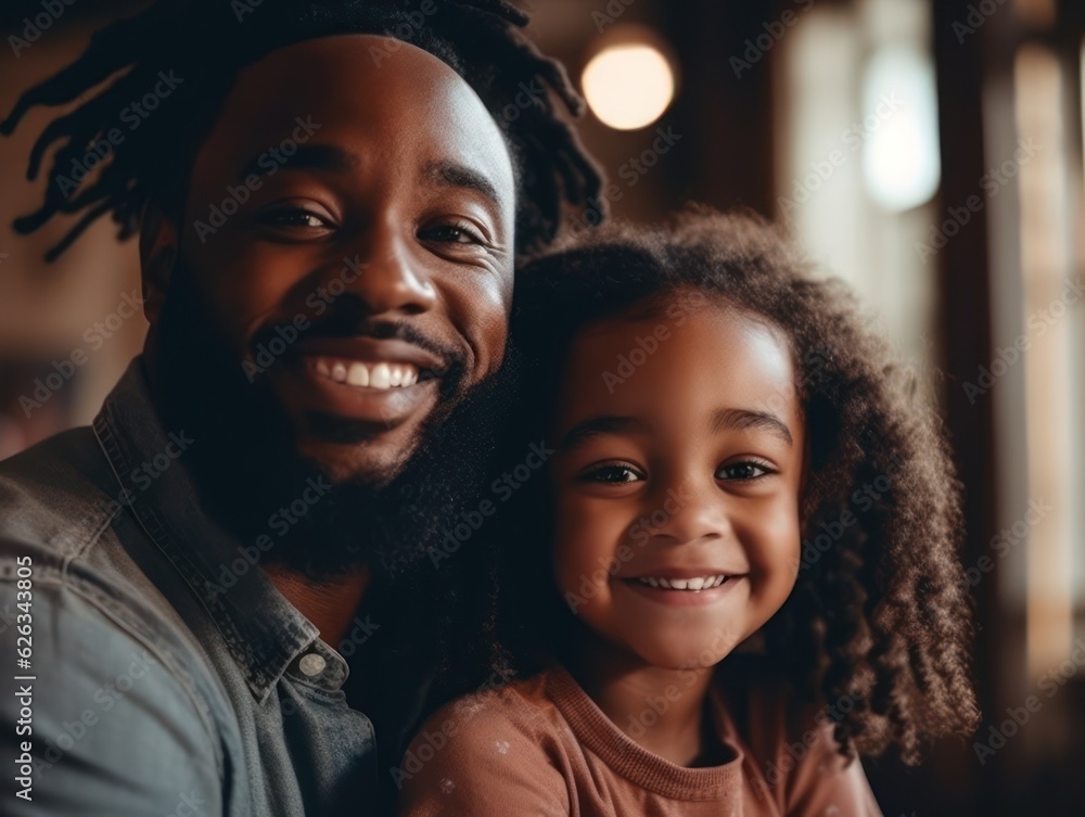 Portrait of african american father and daughter smiling happily. Father's day Portrait of african american father and daughter smiling happily. Father's day