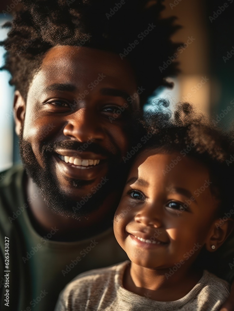 Portrait of african american father and daughter smiling happily. Father's day Portrait of african american father and daughter smiling happily. Father's day