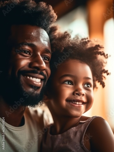 Portrait of african american father and daughter smiling happily. Father's day © Viktor