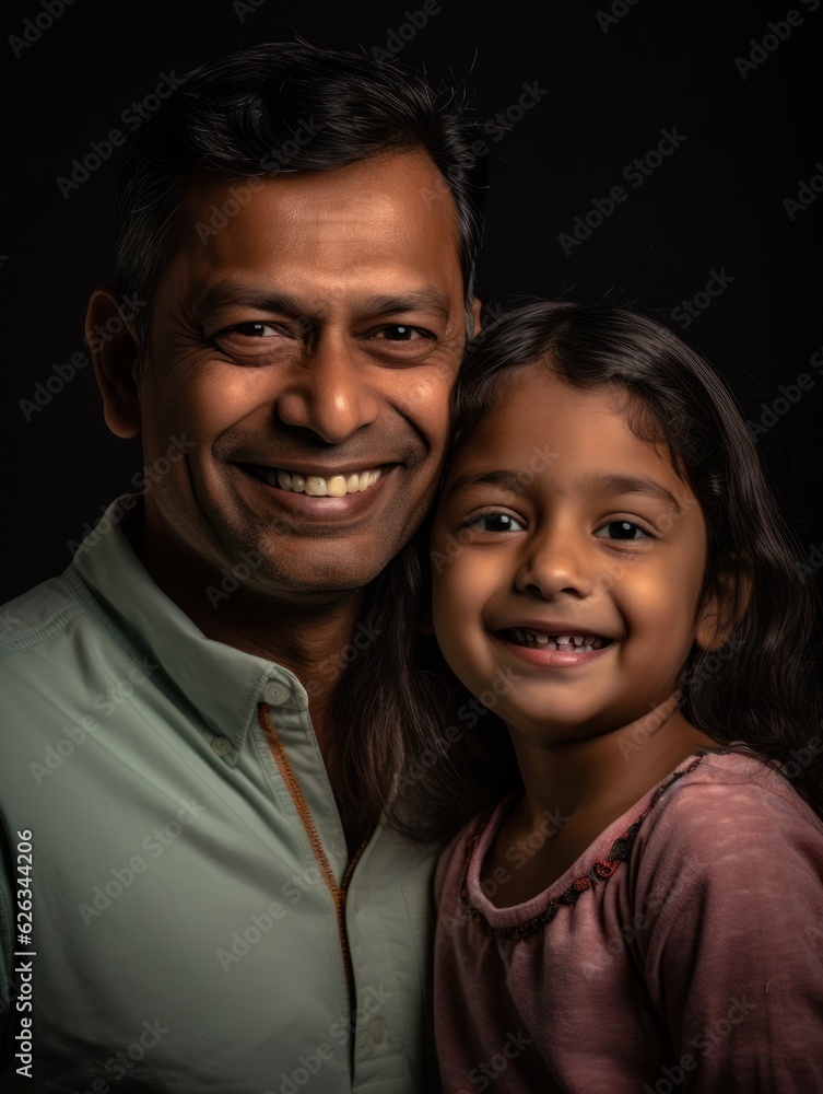 Happy Father Day. Father and daughter smiling happily. Generative AI Happy Father Day. Father and daughter smiling happily. Generative AI