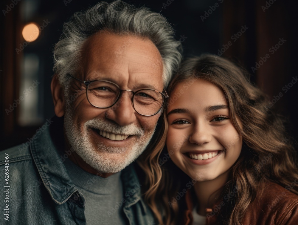 Happy father's day. Father and daughter smiling happily. Happy father's day. Father and daughter smiling happily.