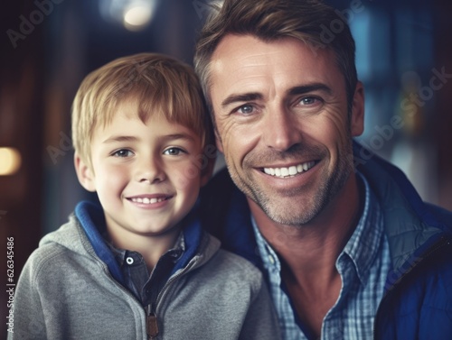 Happy Father Day. Father and son smiling happily. Generative AI © Viktor