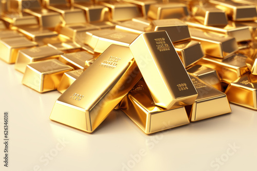Gold bars on a white background. Banking business concept. Generated ai.