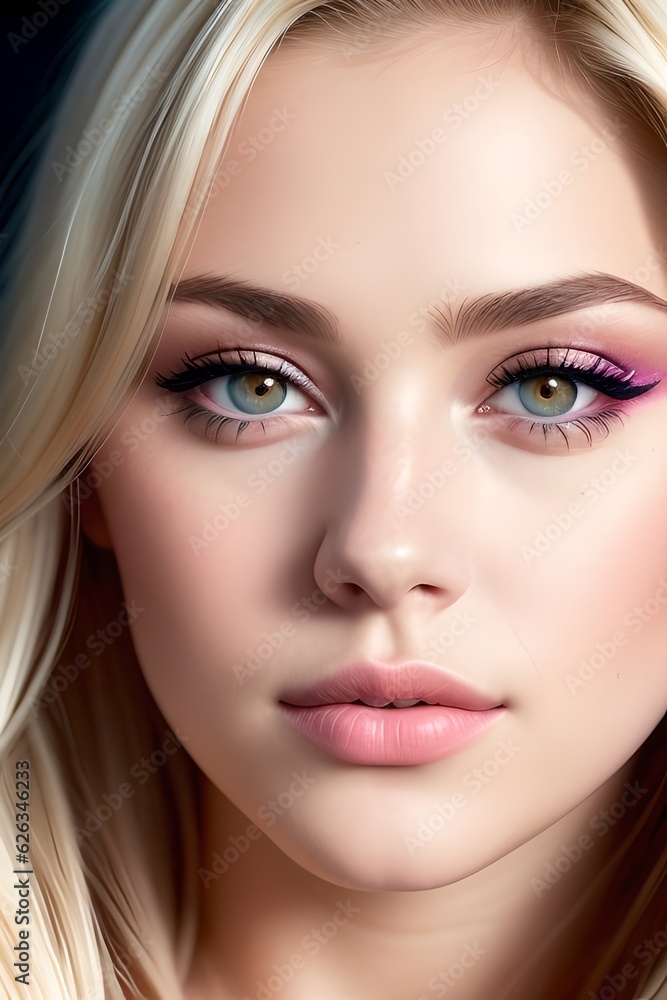 Beautiful woman face with professional makeup, generative ai Beautiful woman face with professional makeup, generative ai