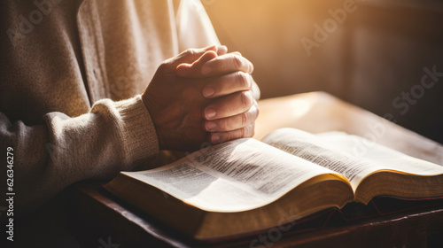Obraz na płótnie Priest reads the Bible in church.