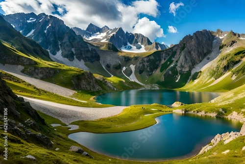 Landscape with Musalenski lakes, Rila mountain photo