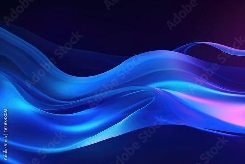 Blue neon fluid, glowing futuristic abstract background, swirl, line, boxes, data transfer or equalizer, wallpaper, generative ai