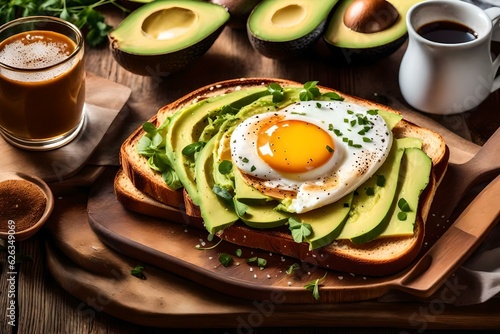 Fried egg and avacado on toast - Breakfast