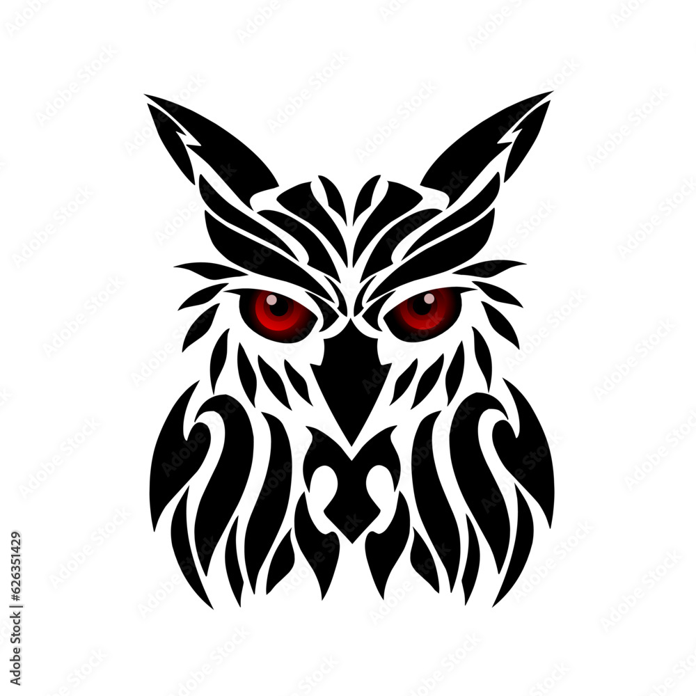illustration vector graphic of owl tribal art tattoo