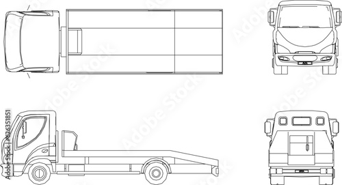 Crashed car transporter truck design illustration vector sketch