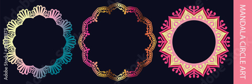 abstract floral frame , mandala circle design set 