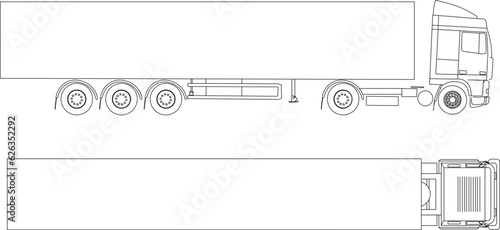 ector sketch illustration of big truck trailer car design with freight transport 