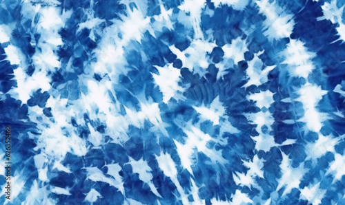 Watercolor indigo tie-dye wallpaper. Japanese coloring ornaments. Created with generative AI tools