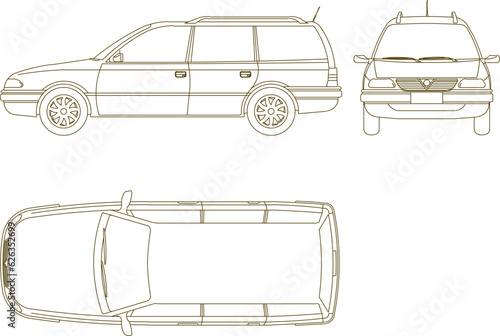 Vector sketch illustration of minivan car design for small family in big cit