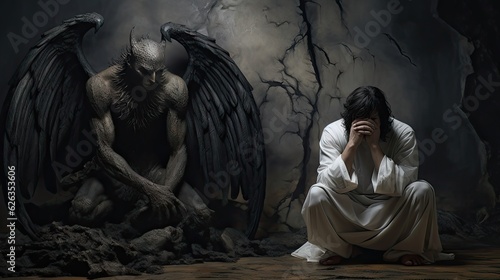 Angel and demon. Generative AI photo