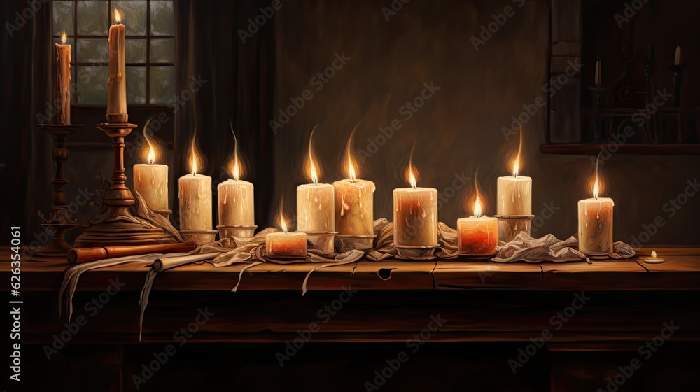 Candles are burning in the church, scented candles, Generative AI Candles are burning in the church, scented candles, Generative AI