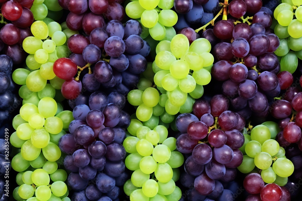 Top view of many grapes, pattern texture, made with generative ai