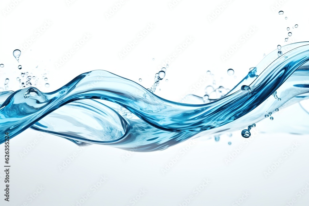 Water Curved Wave on White - Generative ai Water Curved Wave on White - Generative ai