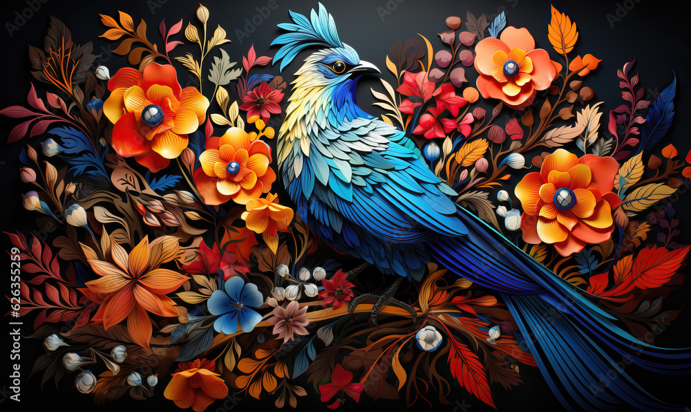 Obraz premium Abstract floral background, colorful flowers on a dark background.