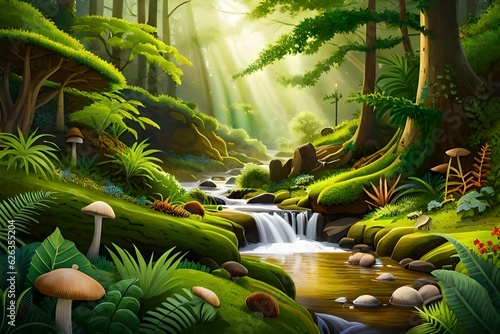 A tranquil Nature Green Phone wallpaper featuring a hidden forest glade