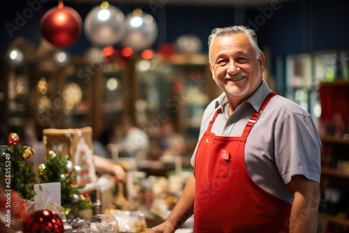 Smiling senior gift shop owner, male business portrait