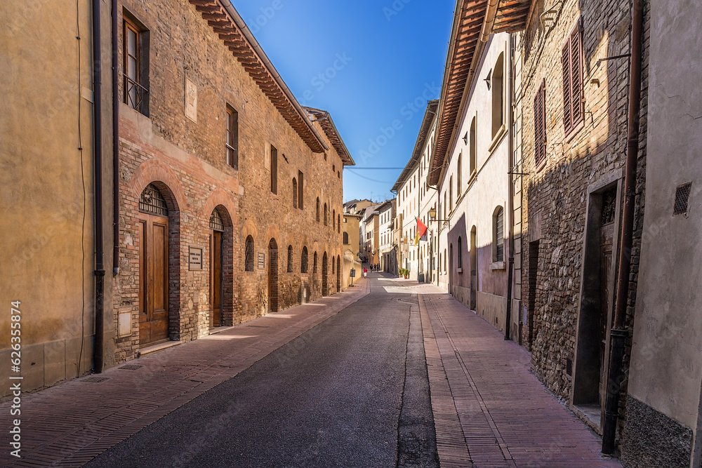 San Gimignano, Italy. Historic center street (UNESCO list)